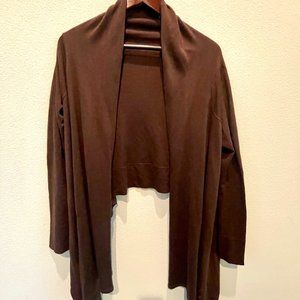BCBGMaxAzria Women’s  Brown Wrap Cardigan Flyaway Silk/Cashmere Sweater/Wrap